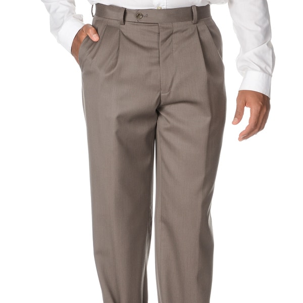 Cianni Cellini Men's Taupe Wool Gabardine Pants