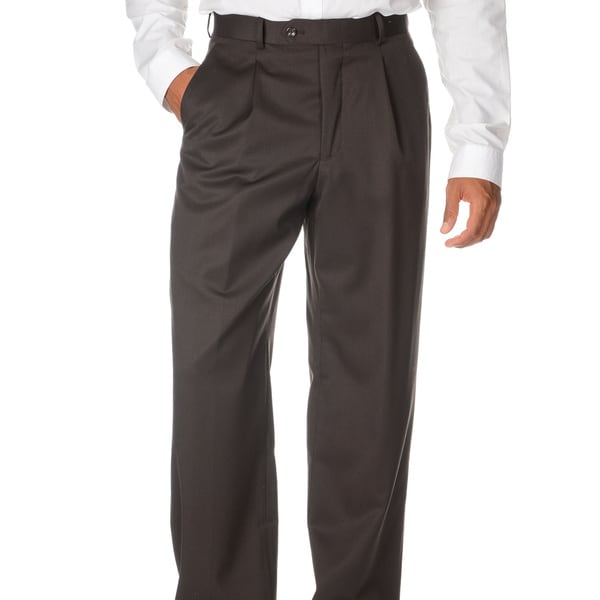 Shop Cianni Cellini Men's Brown Wool Gabardine Pants - Overstock - 9493682
