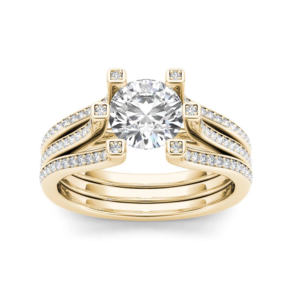 De Couer 14k Yellow Gold 1 1/2ct TDW White Diamond Engagement Ring