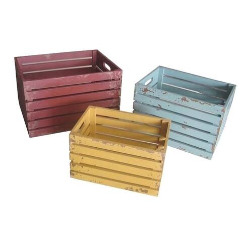 Wald Imports Colorful Distressed Wood Crates (Set of 3)