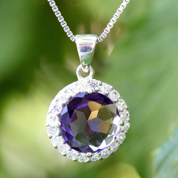 Shop Handmade Sterling Silver Round Amethyst Necklace (Thailand) - Free ...