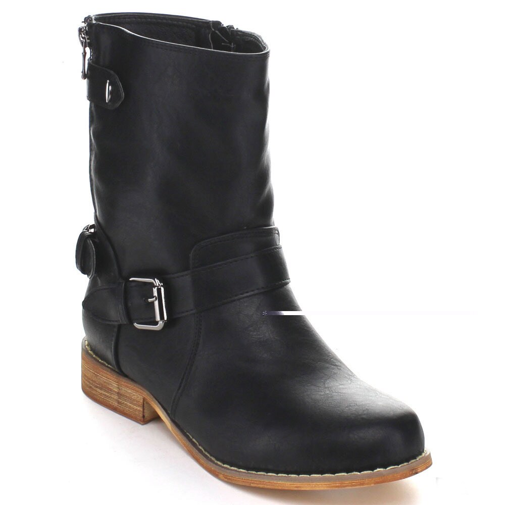 Shop Miim Women's 'Randy-01' Faux Leather Mid-calf Combat Boots - Free ...