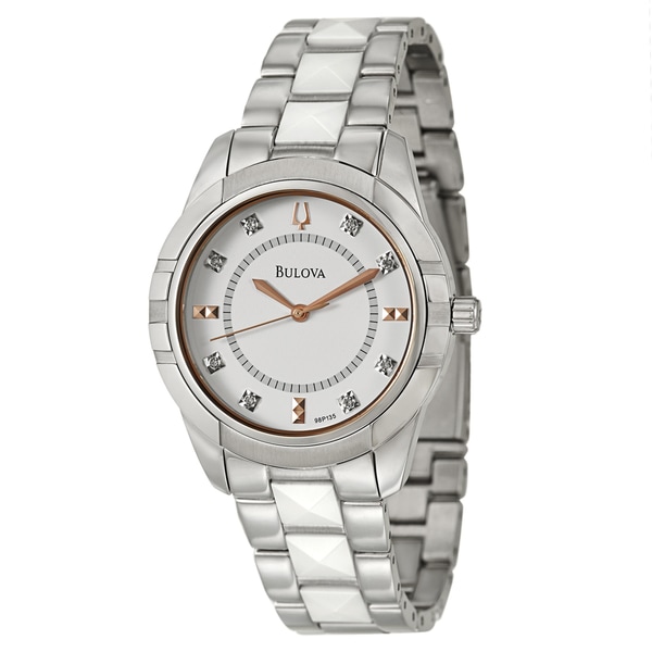 Bulova Women's 98P135 'Diamonds' Stainless Steel Quartz Watch ...