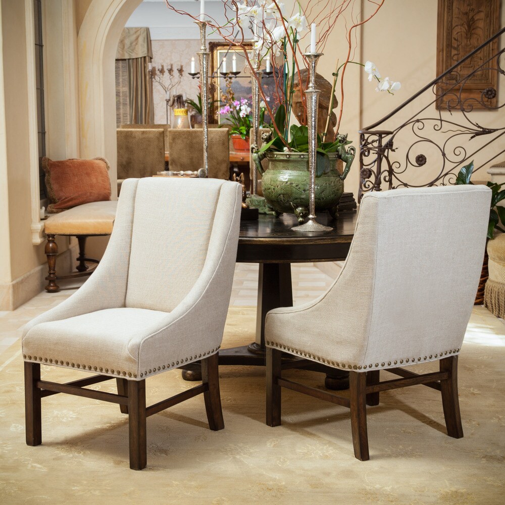 ivory fabric dining chairs