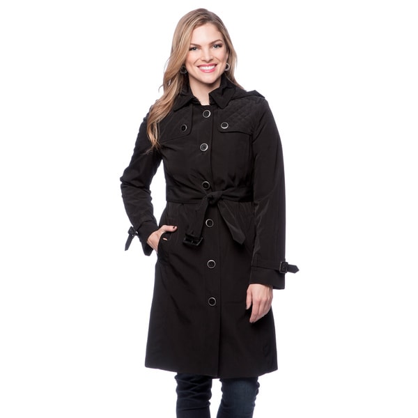 Shop London Fog Women's Hooded Trench Coat - Free Shipping Today ...