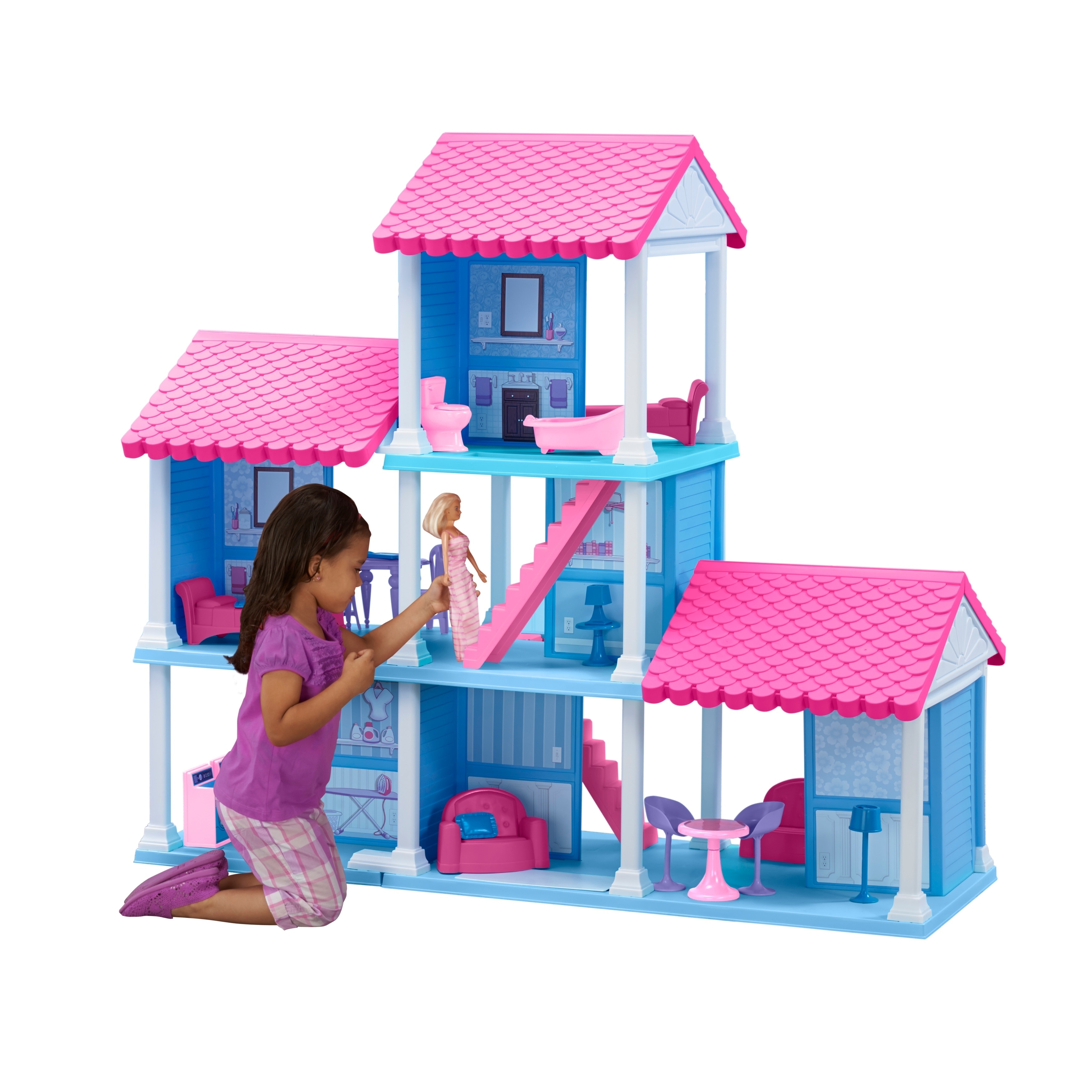 pink plastic dollhouse
