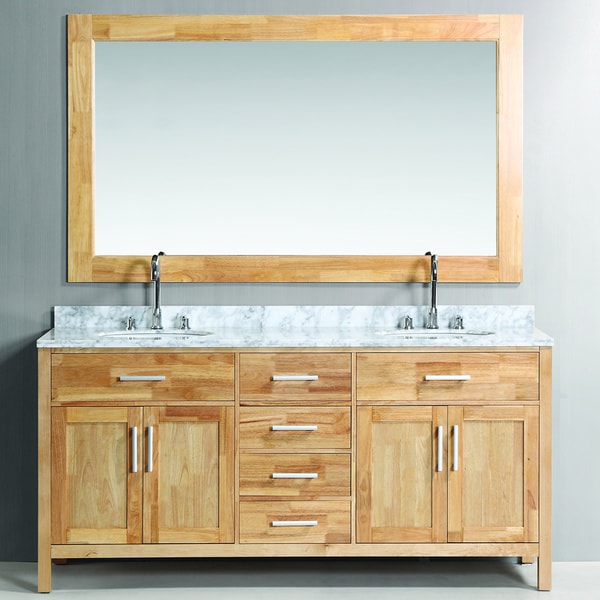 Design Element London 72-inch White Finish Double Sink Vanity Set ...