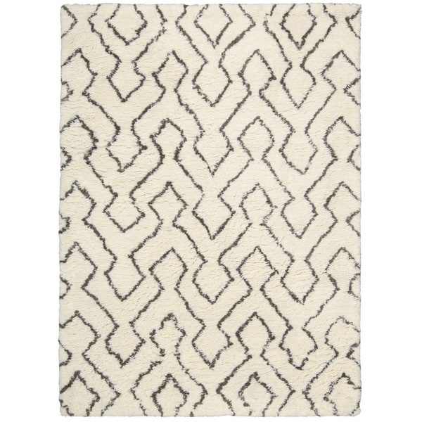 Nourison Galway Ivory/ Chocolate Shag Rug (5 x 7)