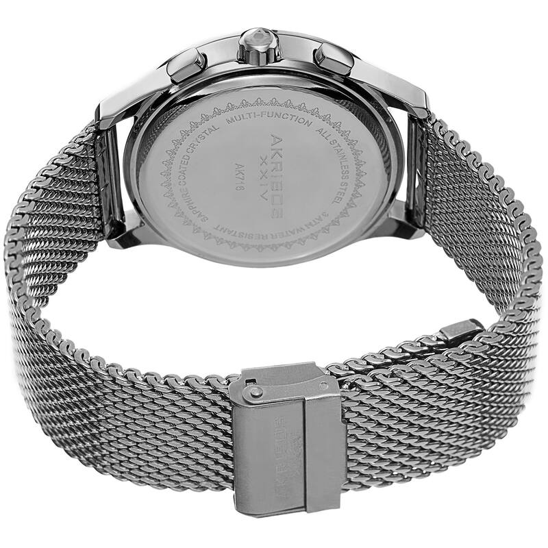 Akribos XXIV Men's Chronograph Mesh Stainless Steel Silver-Tone Strap Bracelet Watch