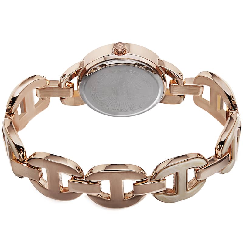 Akribos XXIV Women's Diamond-Accented Swiss Quartz Rose-Tone Bracelet Watch