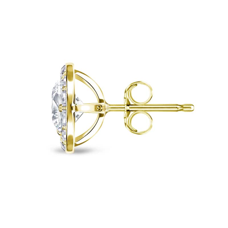 Auriya 14k Yellow Gold 1/2ct to 2ct TDW Round Halo Diamond Stud Earrings