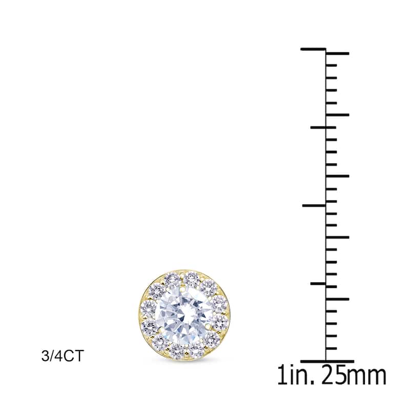 Auriya 14k Yellow Gold 1/2ct to 2ct TDW Round Halo Diamond Stud Earrings