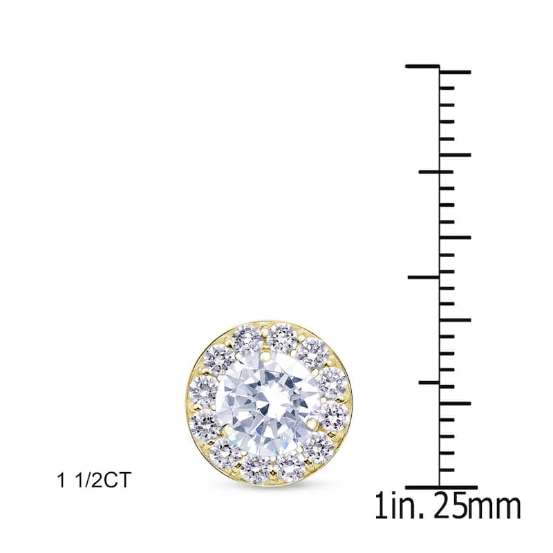 Auriya 14k Yellow Gold 1/2ct to 2ct TDW Round Halo Diamond Stud Earrings