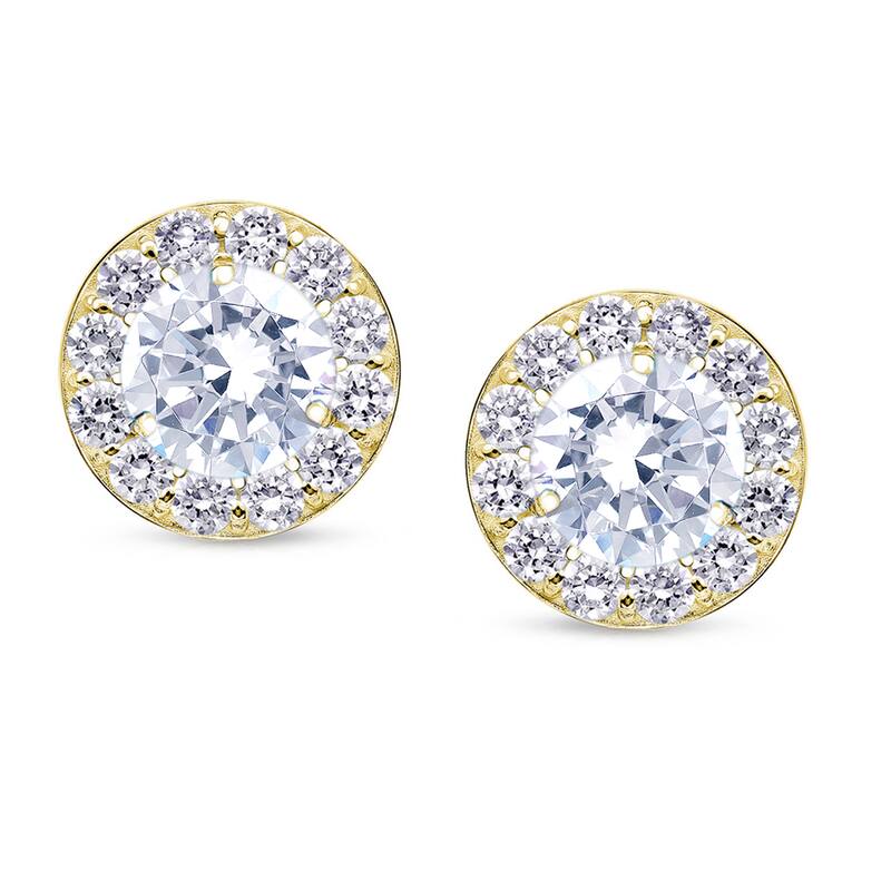 Auriya 14k Yellow Gold 1/2ct to 2ct TDW Round Halo Diamond Stud Earrings