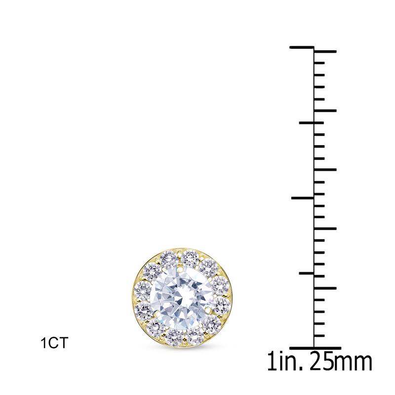 Auriya 14k Yellow Gold 1/2ct to 2ct TDW Round Halo Diamond Stud Earrings