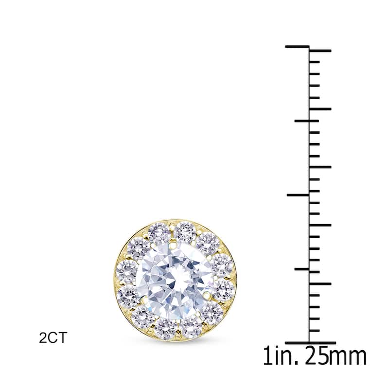Auriya 14k Yellow Gold 1/2ct to 2ct TDW Round Halo Diamond Stud Earrings