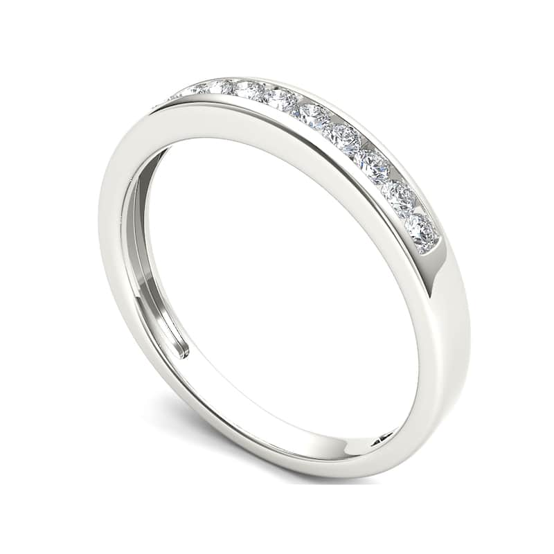 De Couer IGI Certified 14k White Gold 1/4ct TDW White Diamond Wedding Band