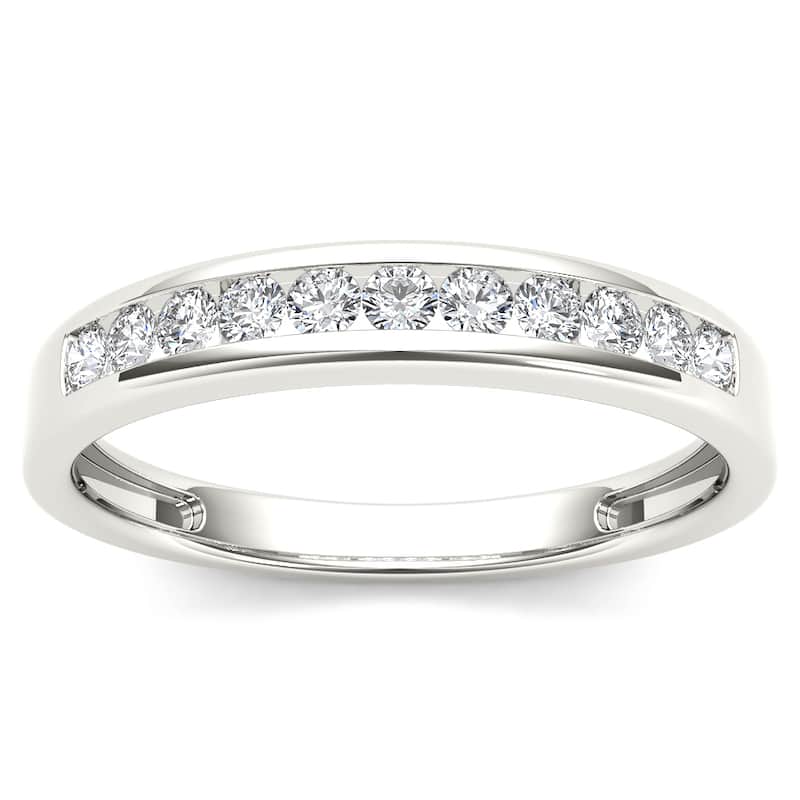 De Couer IGI Certified 14k White Gold 1/4ct TDW White Diamond Wedding Band