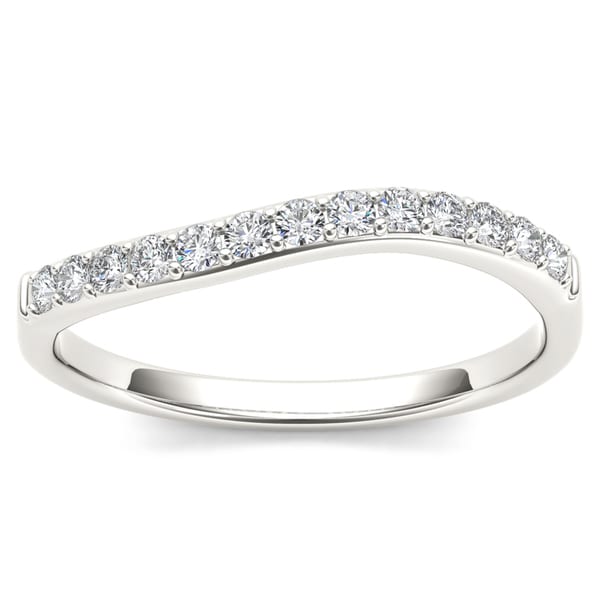 De Couer 10k White Gold 1/4ct TDW Curved Diamond Wedding Band (H I, I2