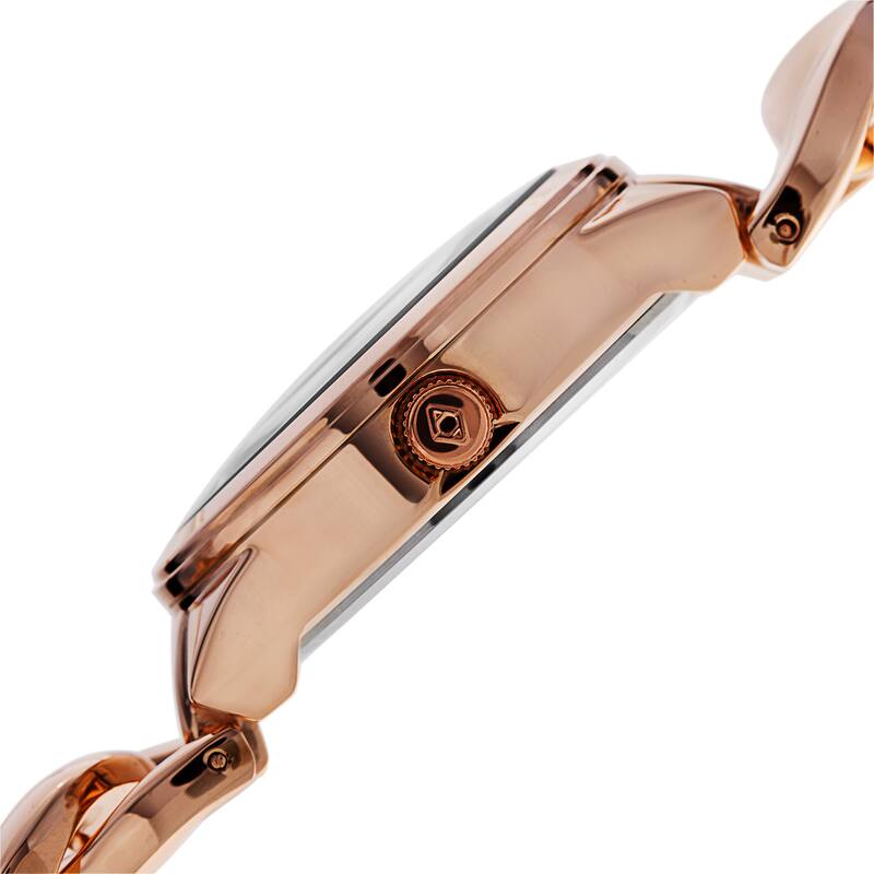 Akribos XXIV Women's Swiss Quartz Diamond-Accented Chain Link Rose-Tone Bracelet Watch