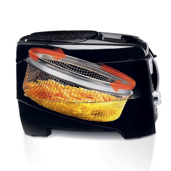 DeLonghi D28313UXBK Black 2.2 Lb. Cool Touch Roto Deep Fryer - Bed