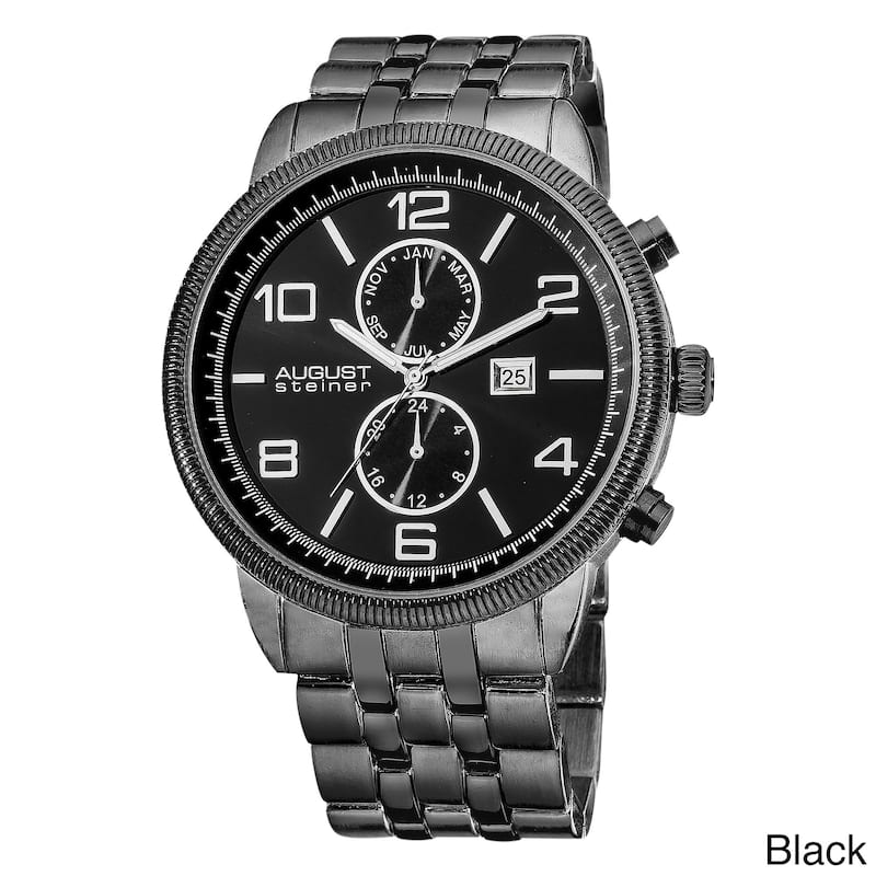 August Steiner Men's Swiss Quartz Coin Edge Bezel Two-Tone Bracelet Watch