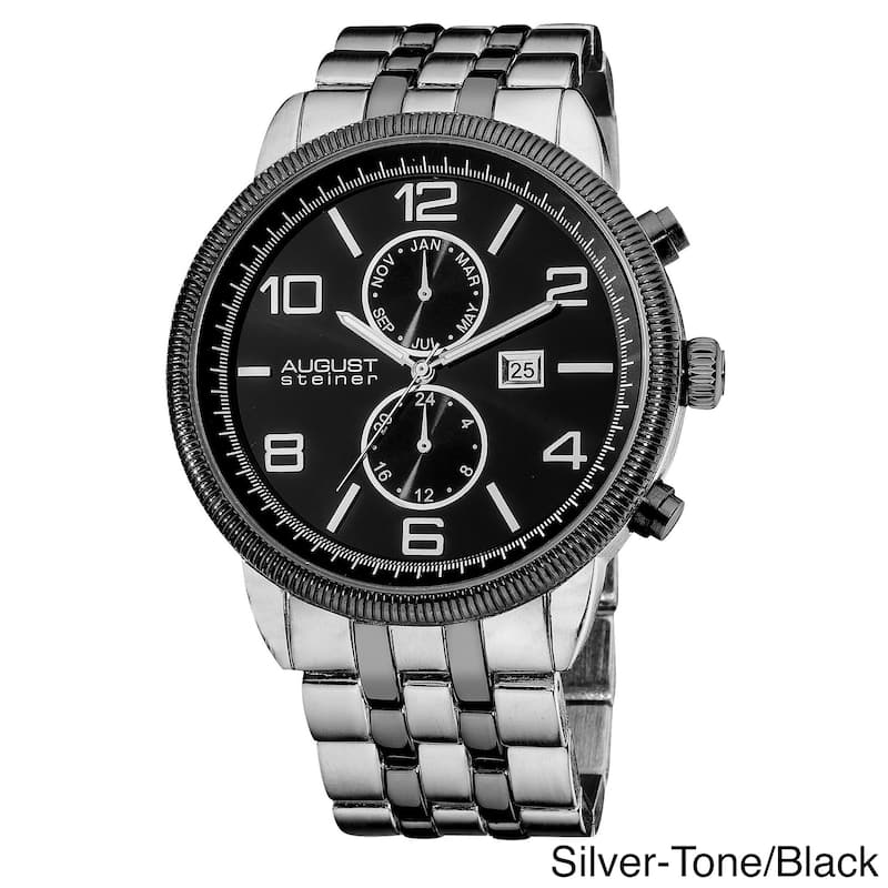 August Steiner Men's Swiss Quartz Coin Edge Bezel Two-Tone Bracelet Watch