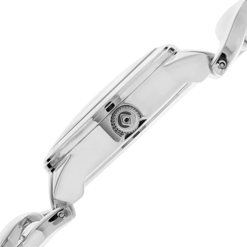 Akribos XXIV Women's Swiss Quartz Diamond-Accented Chain Link Silver-Tone Bracelet Watch