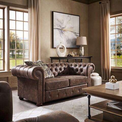 Knightsbridge Tufted Scroll Arm Chesterfield Loveseat by iNSPIRE Q Artisan