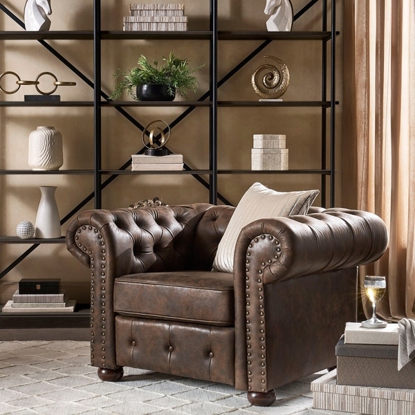 chesterfield chair brown leather