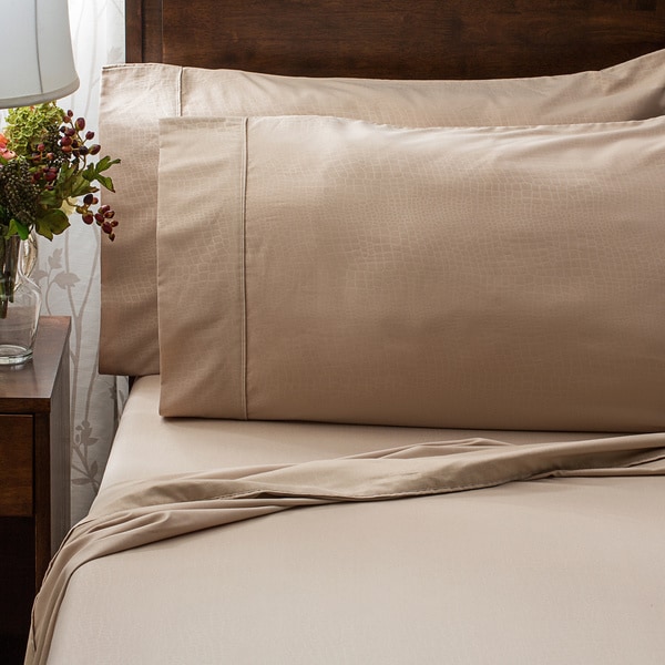 Superior Wrinkle Resistant Crocodile Embossed Microfiber Sheet Set