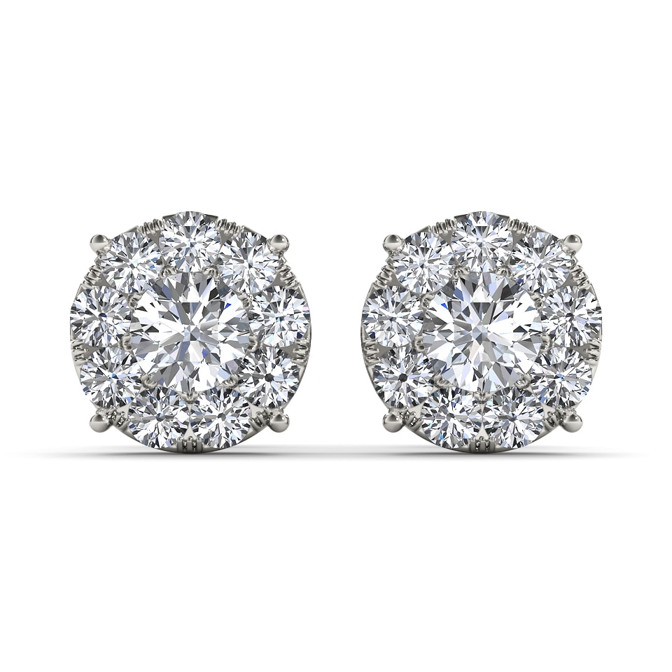 Shop De Couer 10k White Gold 1 1 4ct Diamond Cluster Stud Earrings