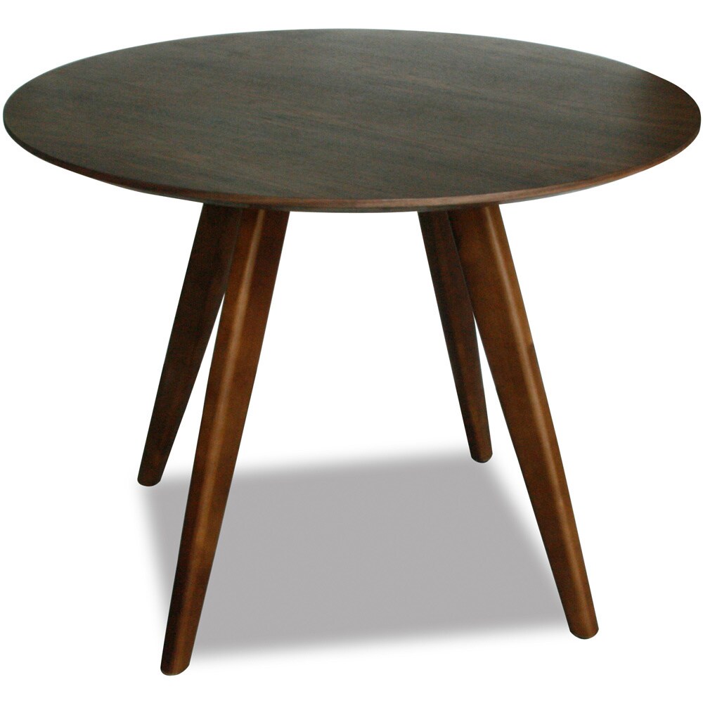 Aurelle Home Round Walnut Mid Century Style Dining Table Brown Aurelle Home Round Walnut Mid Century Style Dining Table Brown