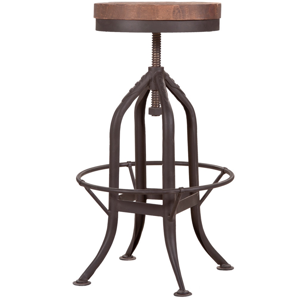 Aurelle Home Rustic Antique Brown Bar Stool
