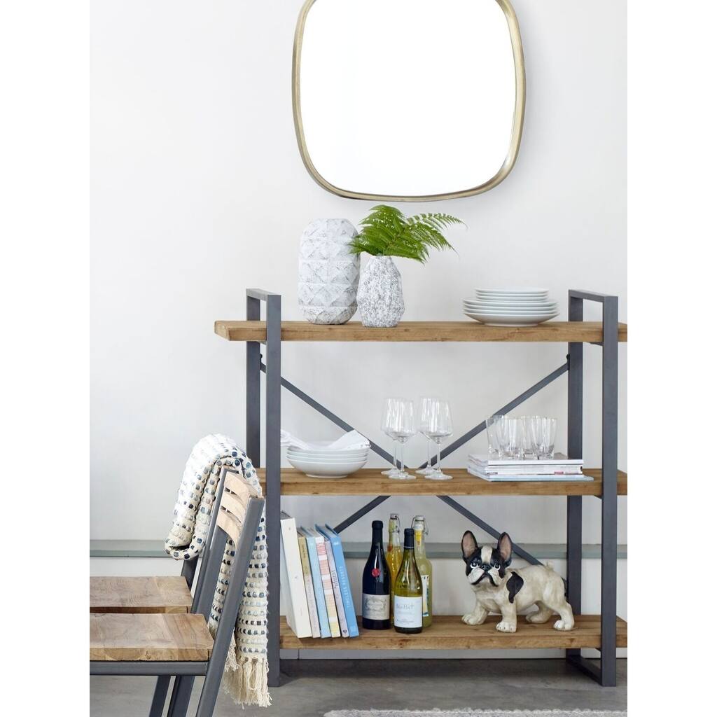 Aurelle Home Industrial and Rustic Farmhouse Metal 3-tiered bookcase