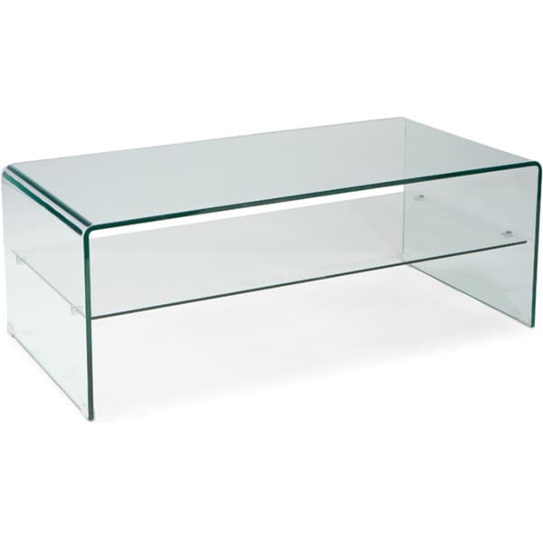 Aurelle Home Glass Coffee Table with Shelf
