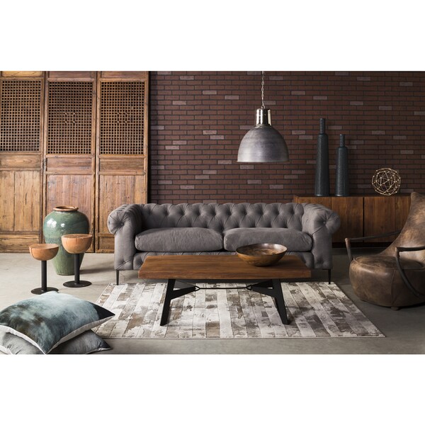 Aurelle Home Era Grey Tufted Chesterfield Sofa