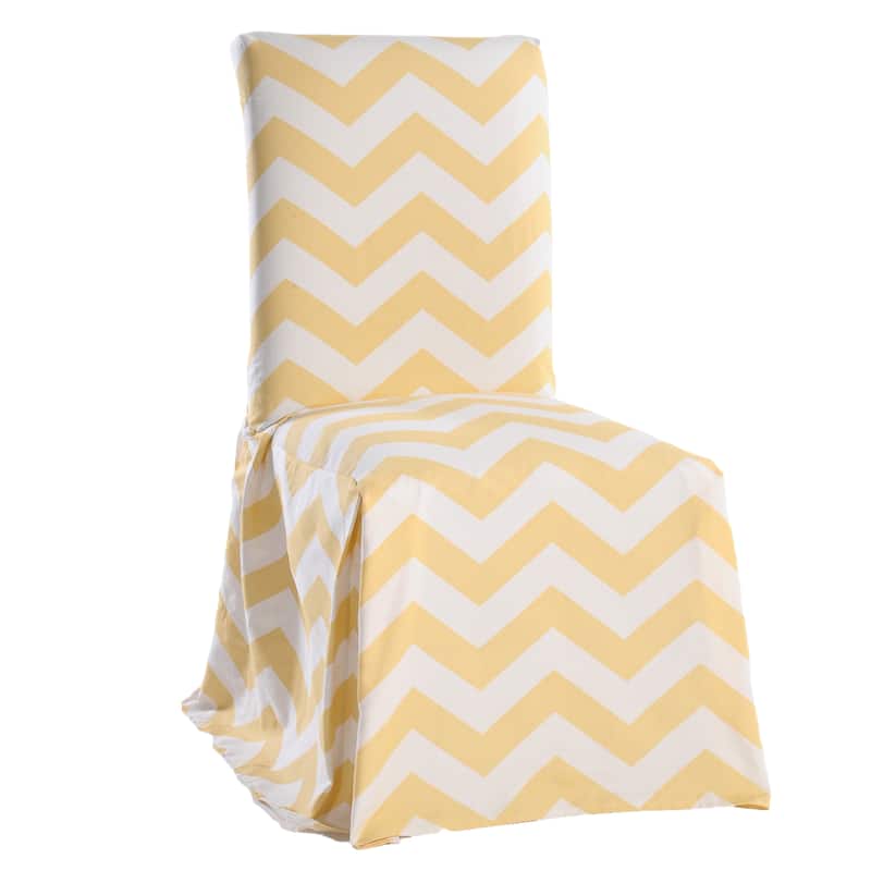 Chevron Cotton Dining Chair Slipcover Pair - Yellow