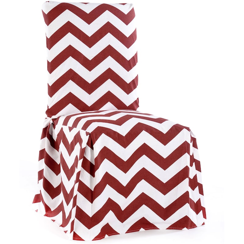 Chevron Cotton Dining Chair Slipcover Pair - Red