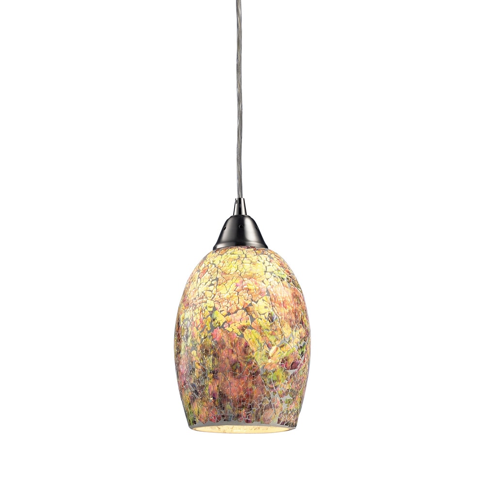Elk Home Avalon Satin Nickel Glass 1 Light Pendant