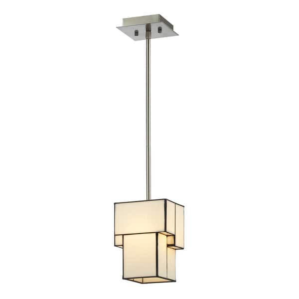 slide 2 of 2, Elk Lighting Cubist Single-light White/ Brushed Nickel Mini Pendant