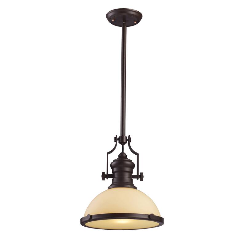 Elk Home Chadwick Oiled Bronze With Off White Glass 1 Light Pendant