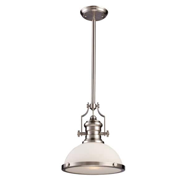 Elk Lighting Chadwick Single Light Satin Nickel White Gl Pendant Elk Lighting Chadwick Single Light Satin Nickel White Gl Pendant