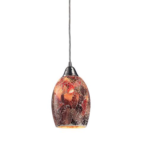 Elk Lighting Avalon Single-light Satin Nickel Crackle Glass Mini Pendant