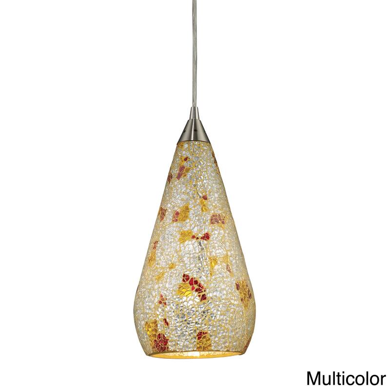 Elk Home Curvalo Satin Nickel Glass 1 Light Pendant - Yellow Pendant