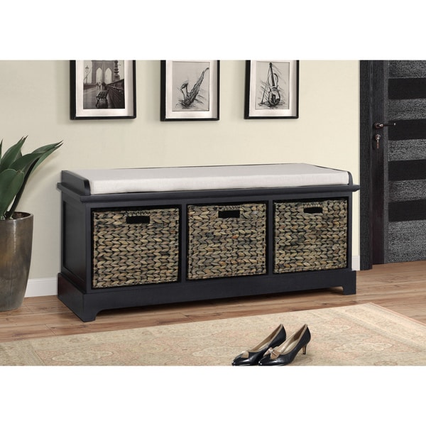 Shop Gallerie Decor Newport Three Basket Storage Bench Free Shipping Today