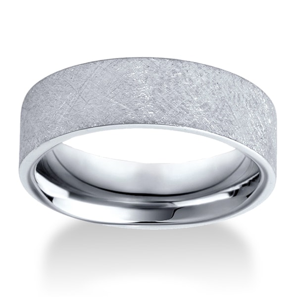 Shop 10k White  Gold  Men s  6mm Flat Brushed  Wedding  Band 