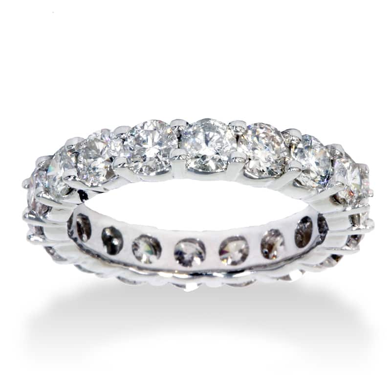 14k White Gold 4ct TDW Diamond Eternity Anniversary Ring - 4