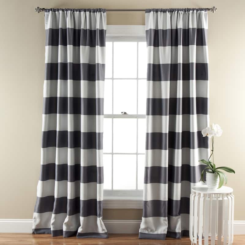 The Gray Barn Etienne Horizontal Stripe Room Darkening 84-inch Curtain Panel Pair - 52 x 84 - 52 x 84