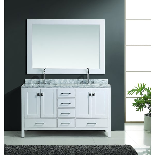 Design Element London Double Sink Vanity Set in White Finish